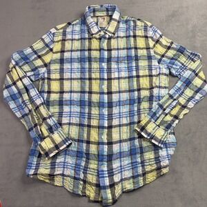 Relwen Shirt Men 2XL Plaid Seersucker Huckberry Casual Light Preppy Beach Cruise